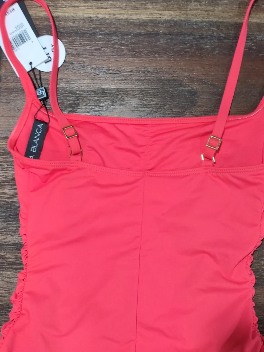 La Blanca Guava  One-Piece Swimsuit with Ruched Front Sz 4